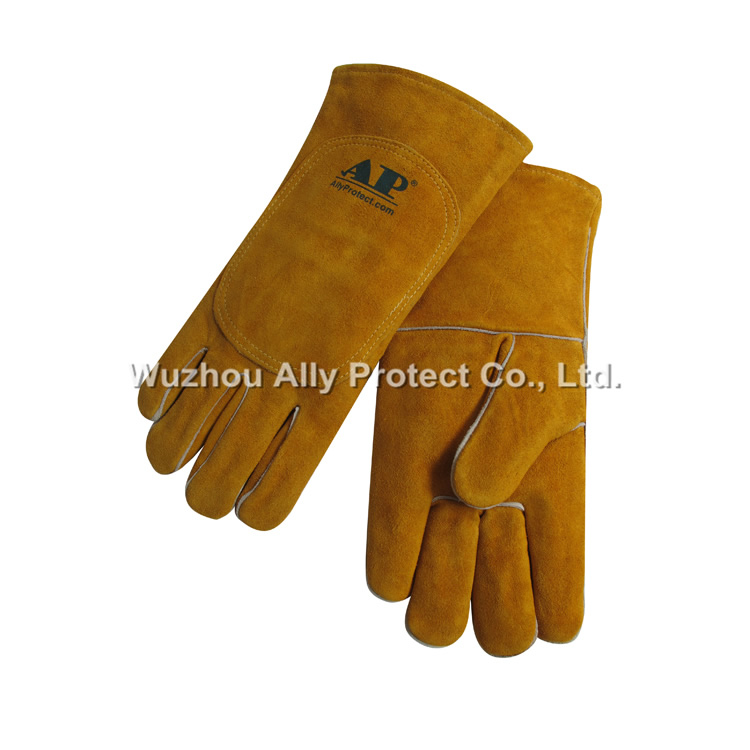 AP-2118 Golden Double Back Leather Welding Gloves