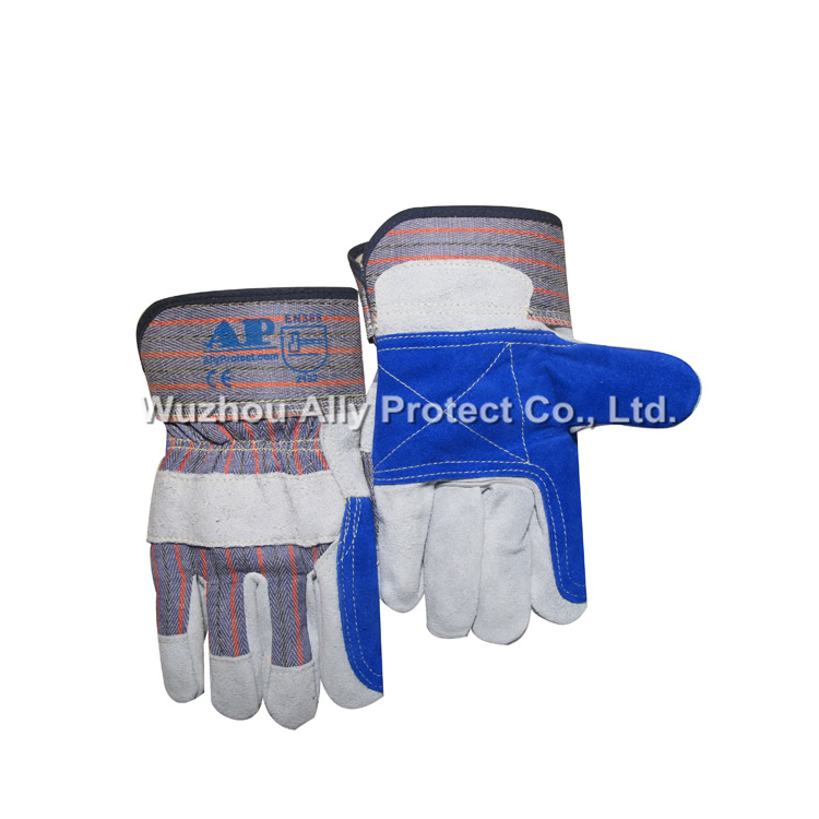 AP-1525 Gray & Blue Patched Palm Working Gloves