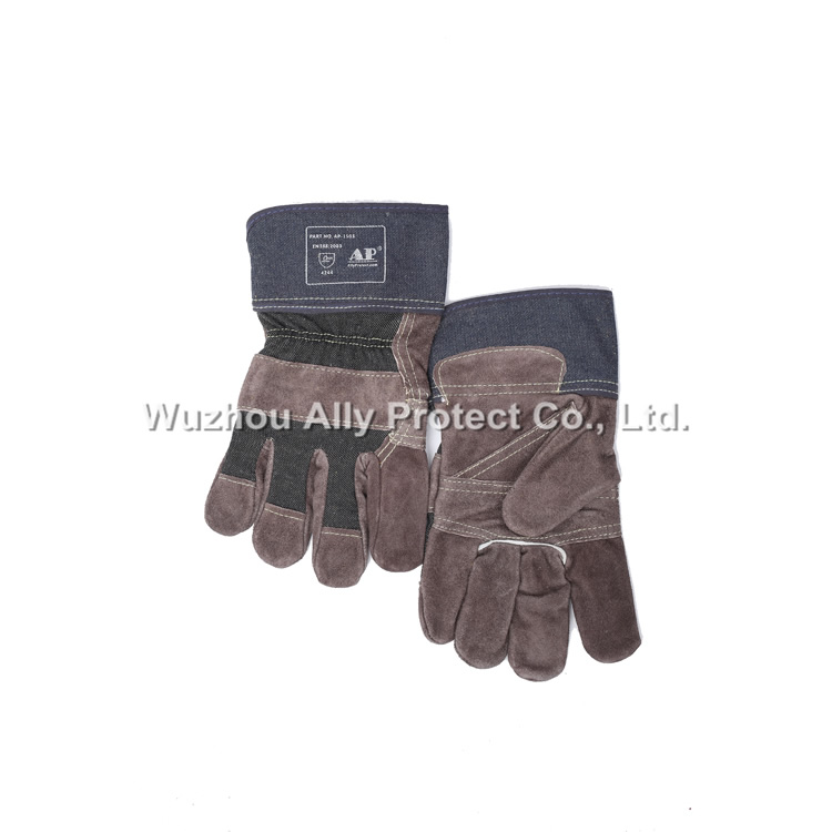 AP-1503Charcoal-brown Patched Palm Work Gloves